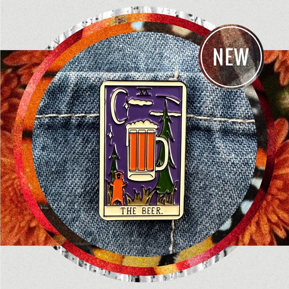Tarot Card Enamel Pin - The Beer